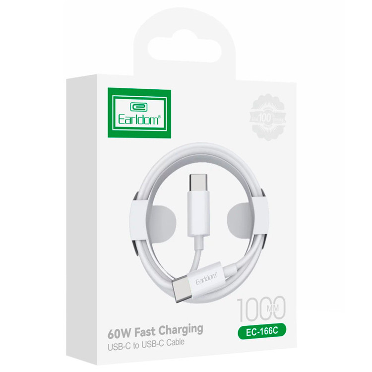 کابل دو سر تایپ سی فست شارژ 60 وات ارلدام EC-166C طول 1 متر