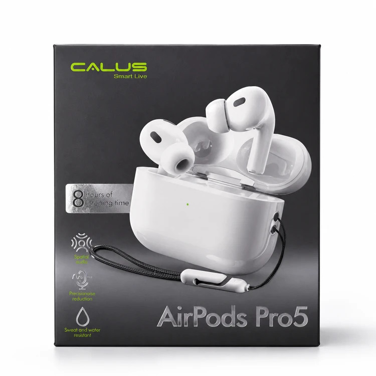 هندزفری بلوتوثی Calus AirPods Pro 5 | با ۴۰ ساعت شارژدهی و صدای HD - سفید